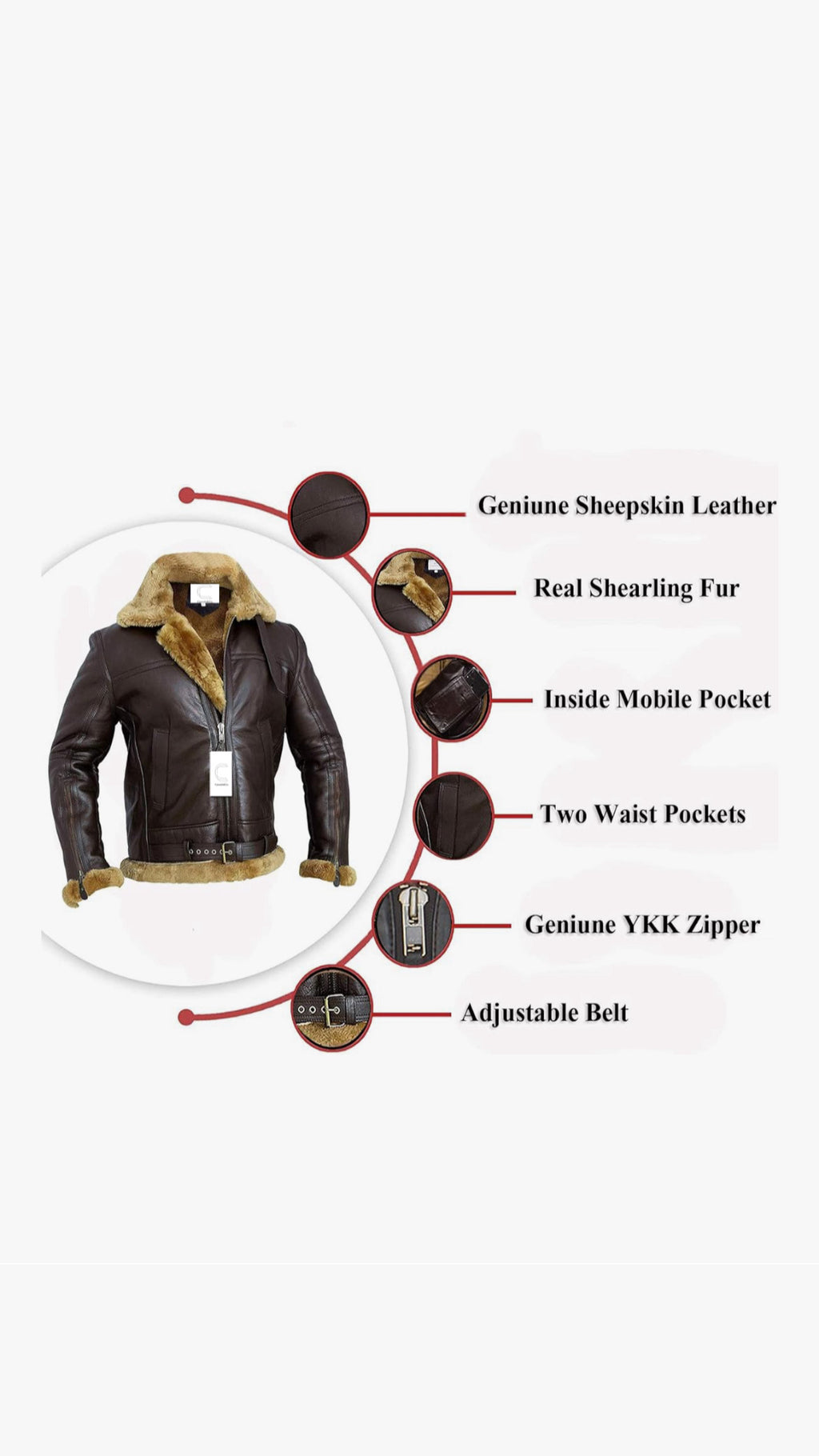 Aviator Shearling Flight Jacket B3 Bomber jacket