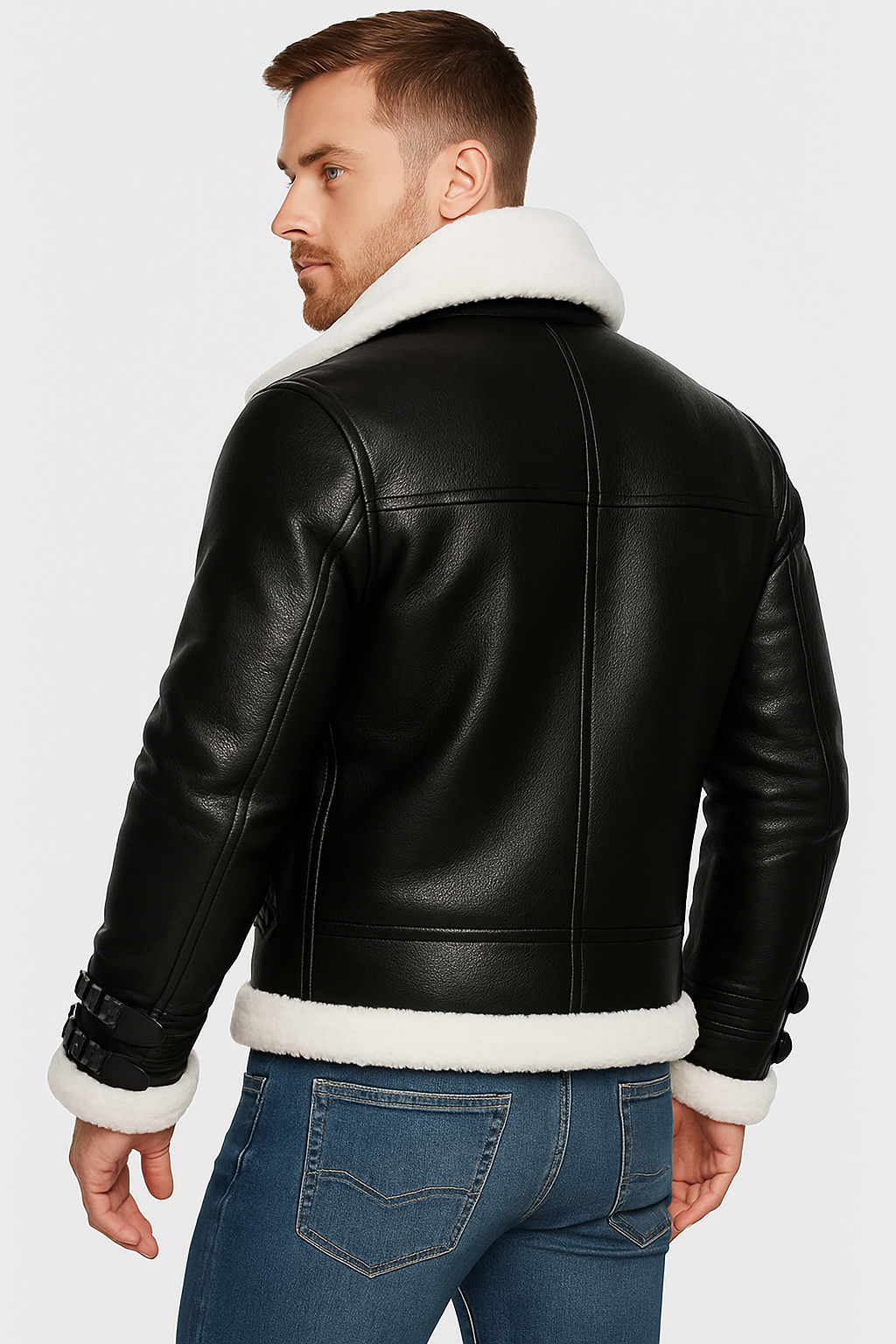 Midnight Frost Shearling Aviator Jacket