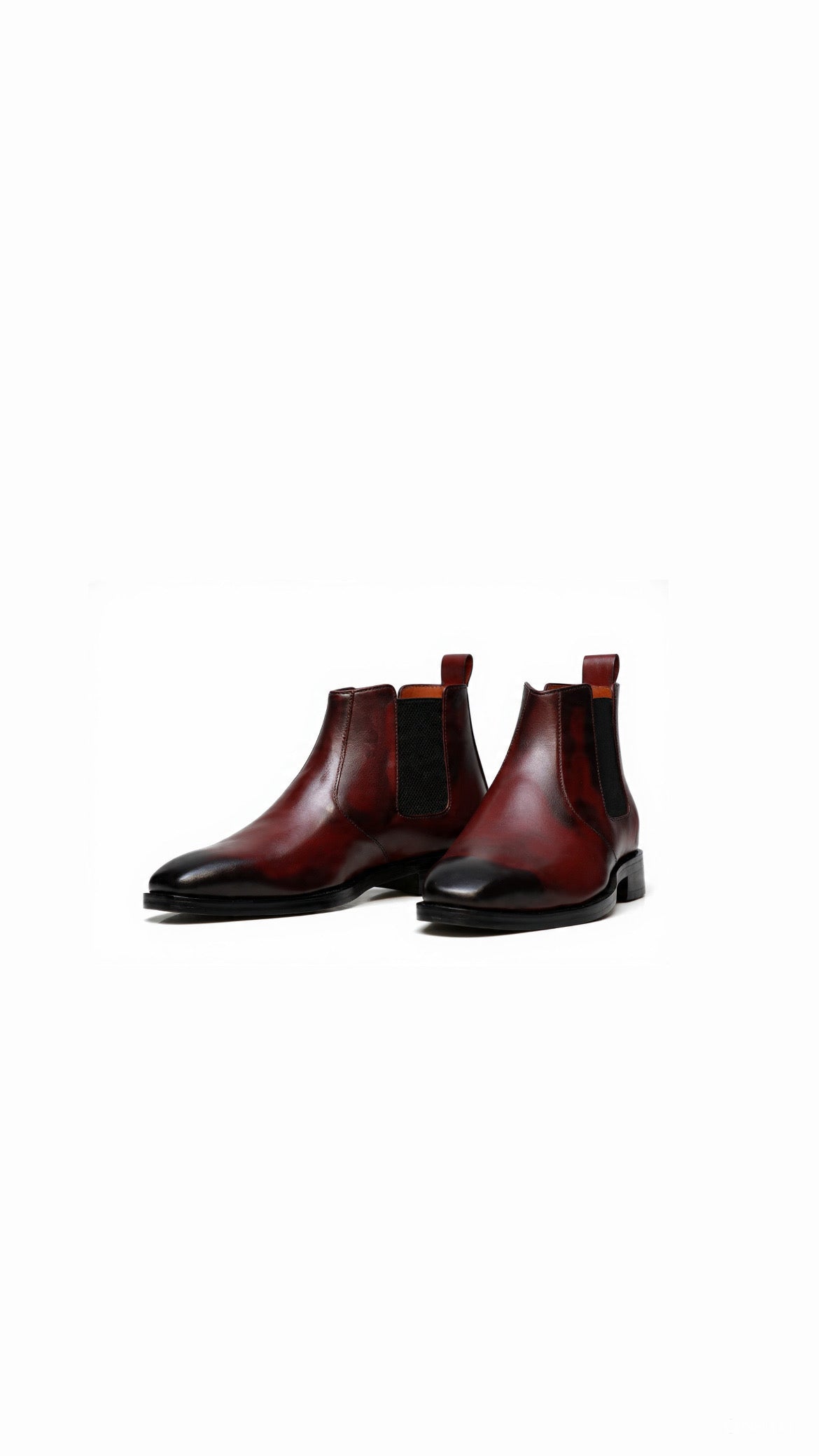Burgundy Leather Chelsea Boots