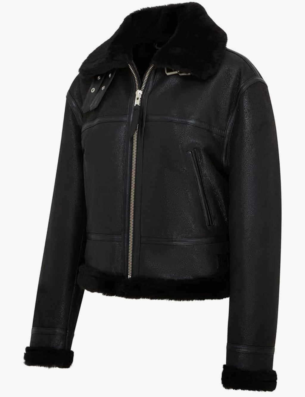 Noir Aviator Shearling Jacket – Women