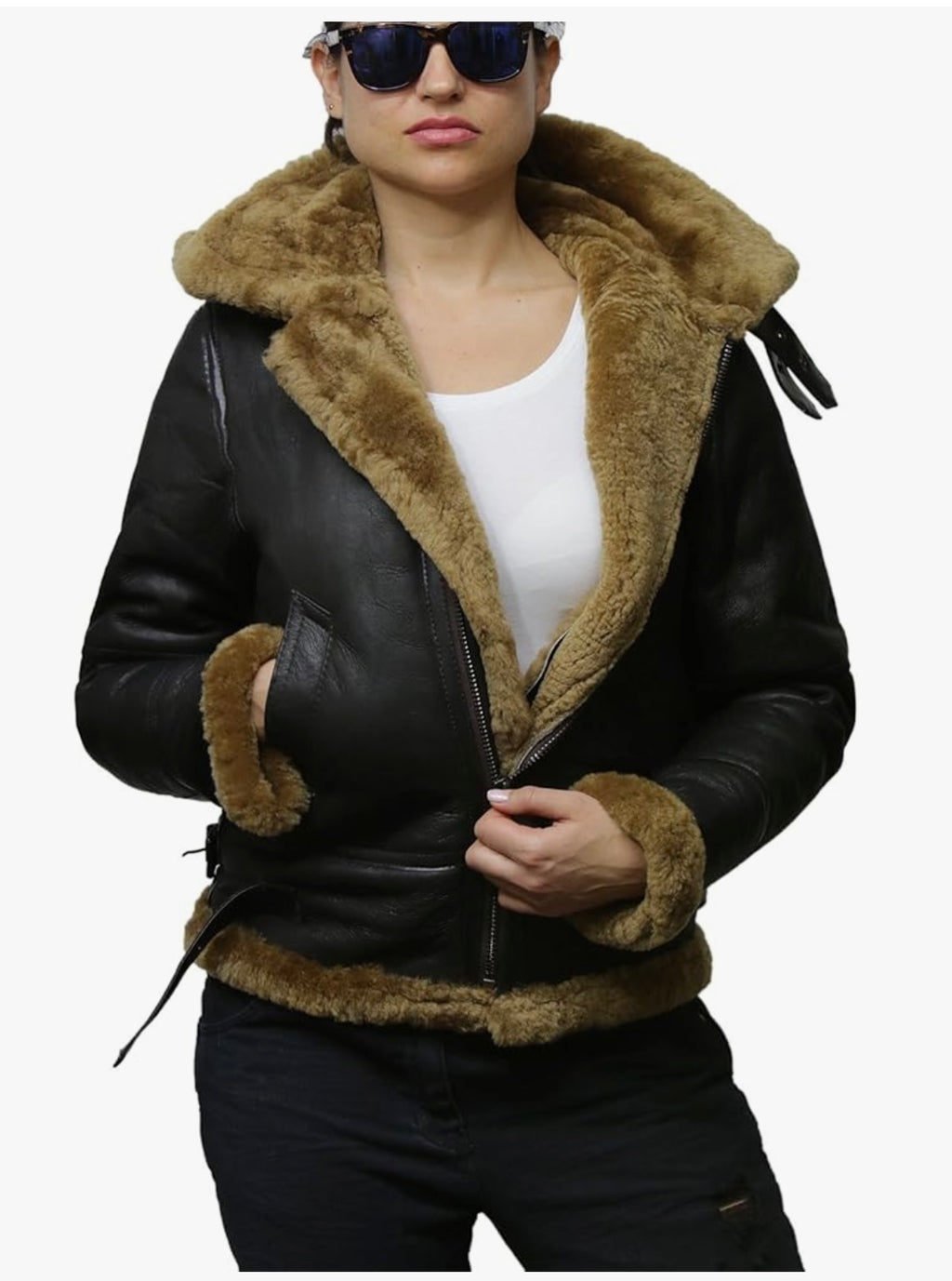 Sierra Shearling Aviator Jacket – Women