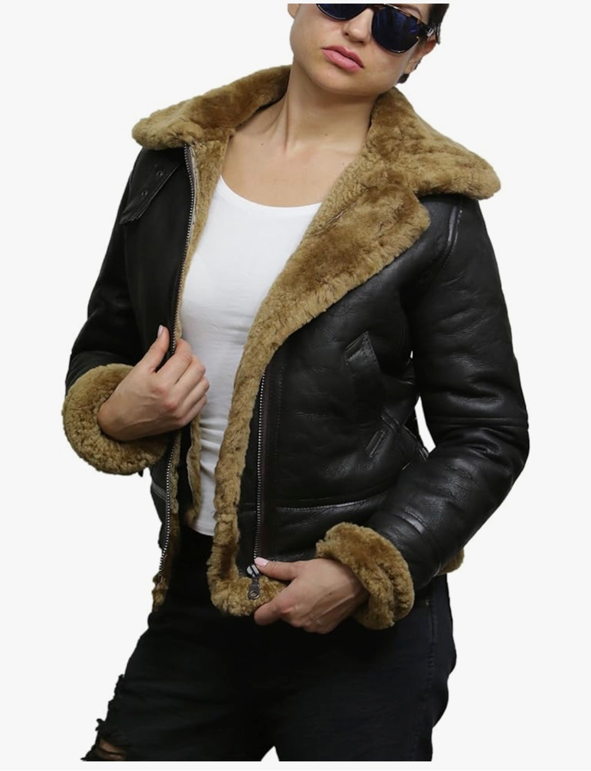 Sierra Shearling Aviator Jacket – Women