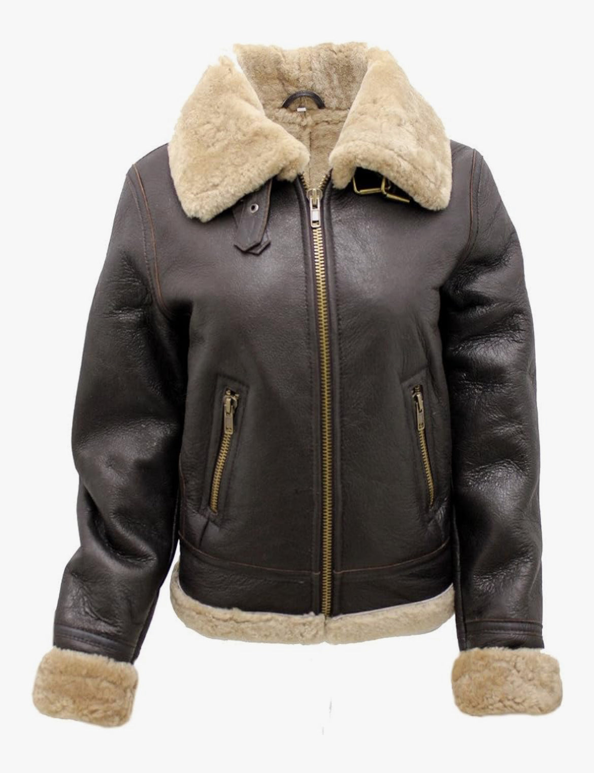 Mocha Shearling Aviator Jacket – Women