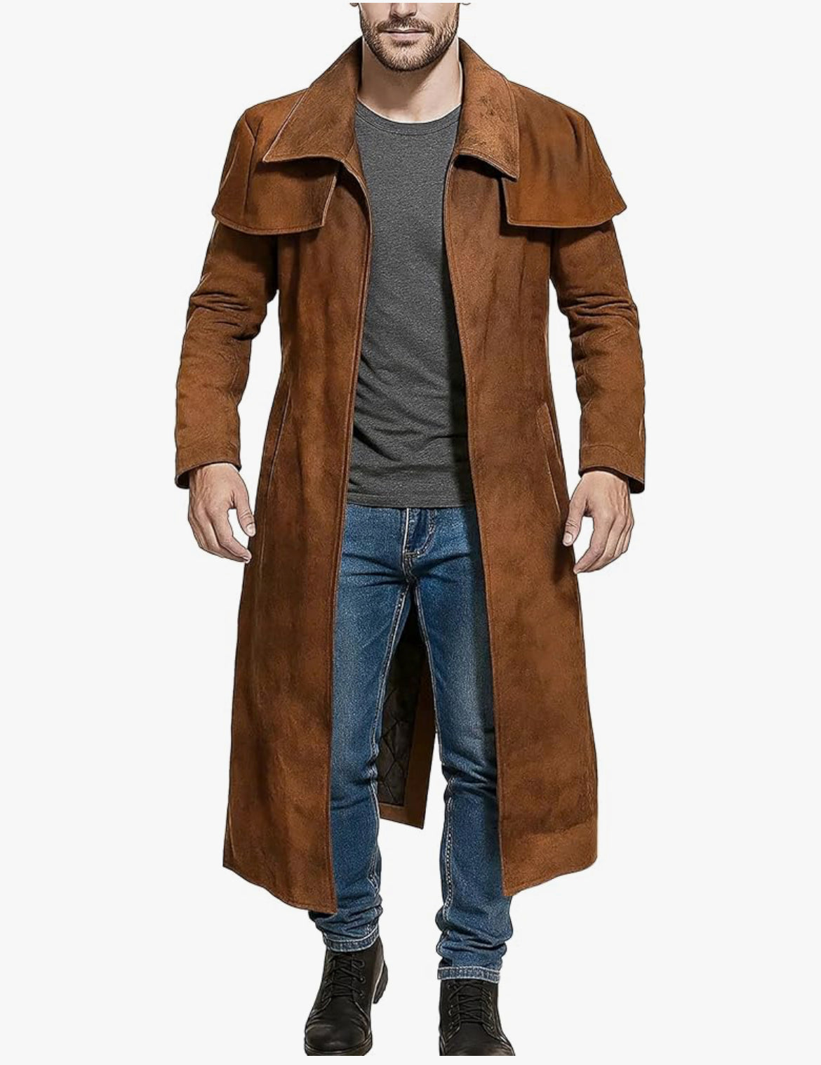 Savannah Long Suede Trench Coat